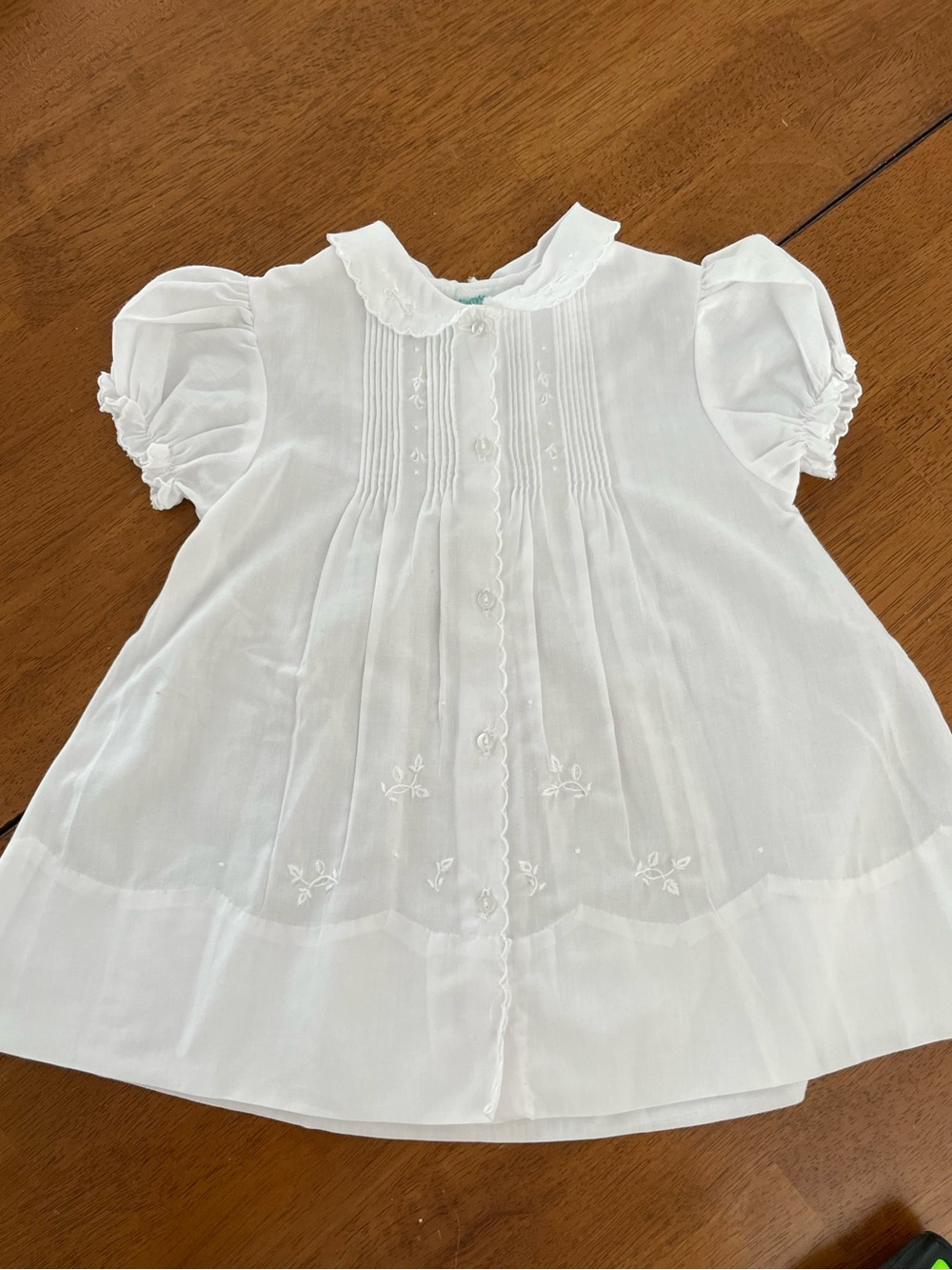 Classic White Embroidered Girls' Formal Dress with Peter Pan Collar